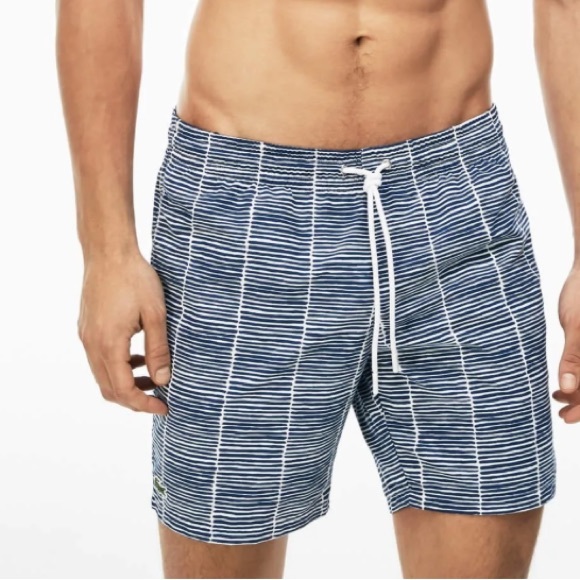 Lacoste Other - Lacoste men’s striped blue/white swim trunks size small